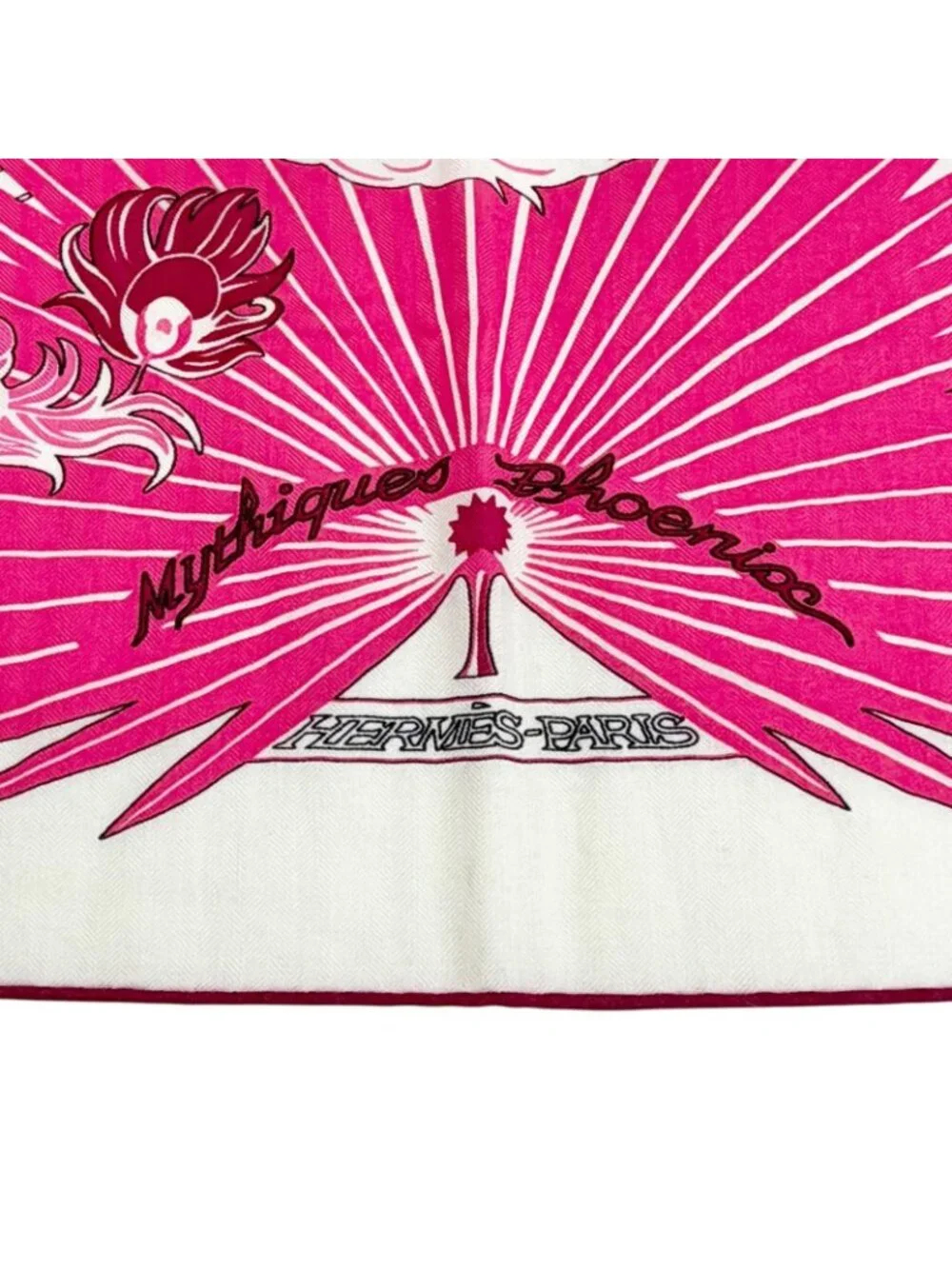 Hermes Mythiques Phoenix Cashmere Silk Carre Geant 140 Scarf Pink - Picture 6 of 10